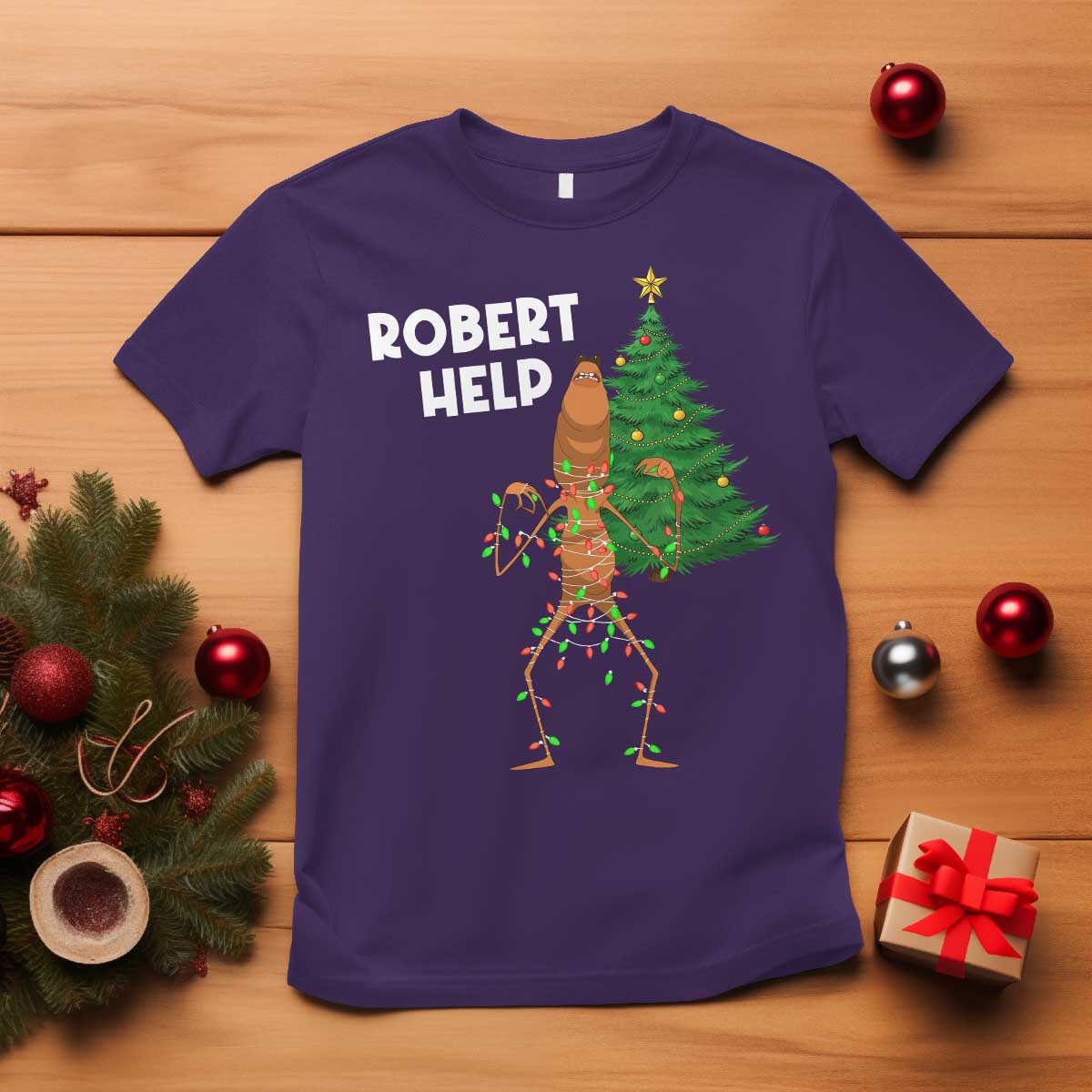 Funny Marcus The Worm Christmas T Shirt Robert Help Xmas Tree TS11 Purple Print Your Wear