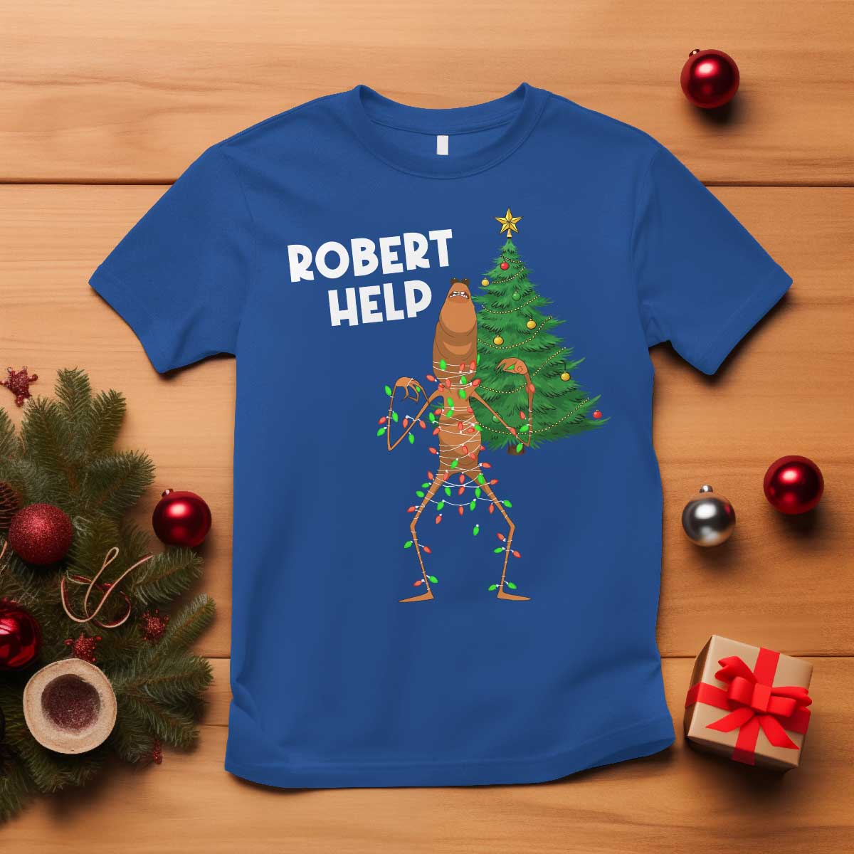 Funny Marcus The Worm Christmas T Shirt Robert Help Xmas Tree TS11 Royal Blue Print Your Wear