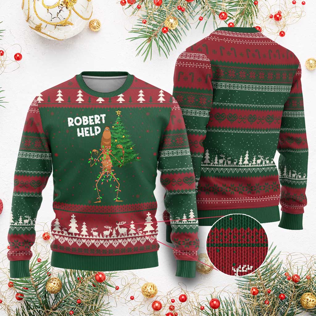 Funny Marcus The Worm Xmas Ugly Christmas Sweater Robert Help Xmas Tree TS11 Red Green Print Your Wear