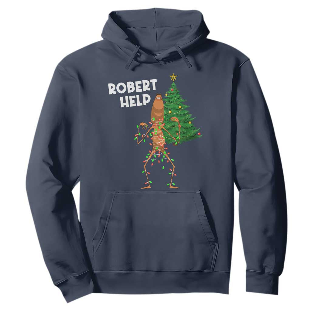 Funny Marcus The Worm Christmas Hoodie Robert Help Xmas Tree TS11 Navy Print Your Wear