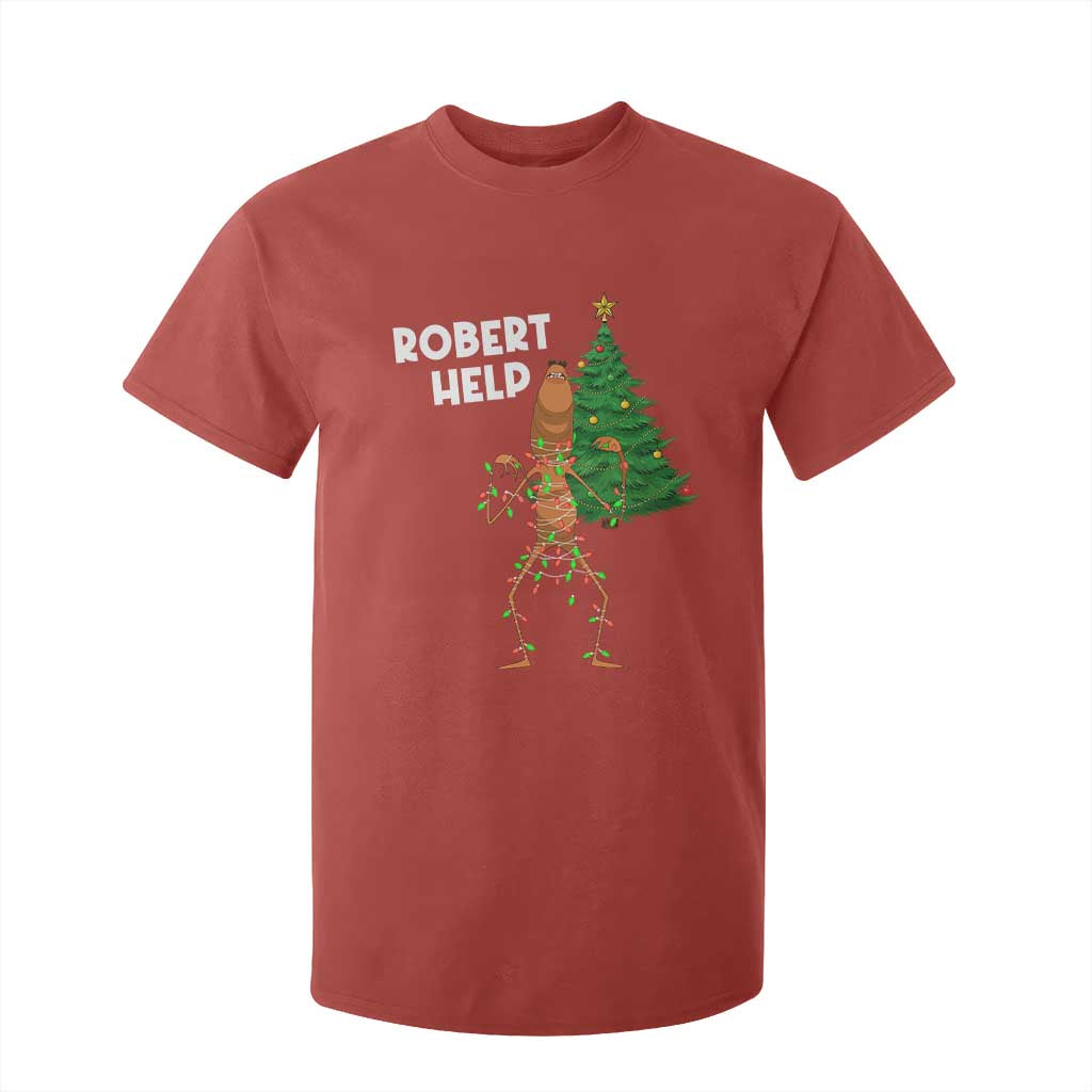 Funny Marcus The Worm Christmas T Shirt For Kid Robert Help Xmas Tree TS11 Red Print Your Wear