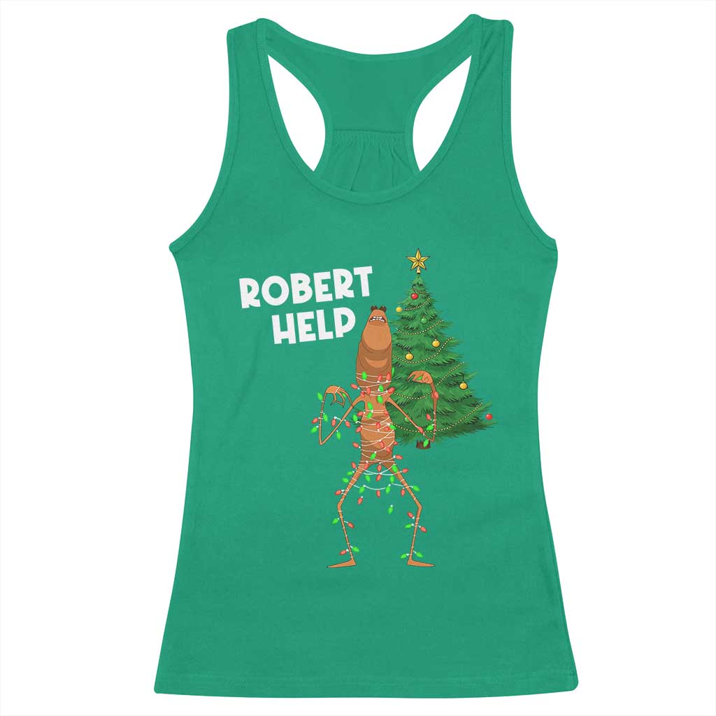 Funny Marcus The Worm Christmas Racerback Tank Top Robert Help Xmas Tree TS11 Irish Green Print Your Wear