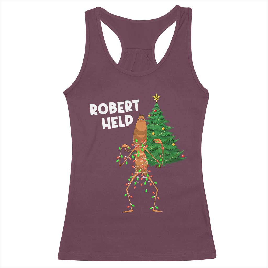 Funny Marcus The Worm Christmas Racerback Tank Top Robert Help Xmas Tree TS11 Maroon Print Your Wear