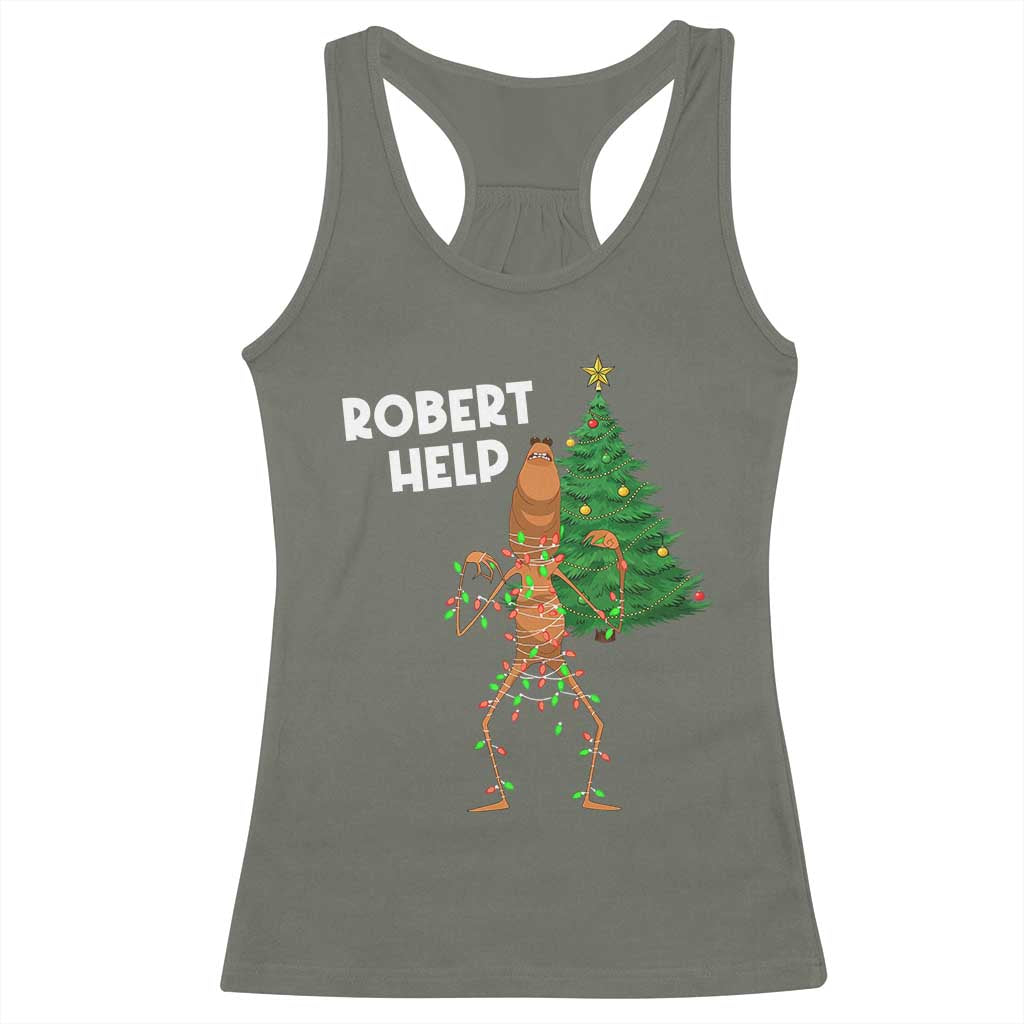 Funny Marcus The Worm Christmas Racerback Tank Top Robert Help Xmas Tree TS11 Military Green Print Your Wear