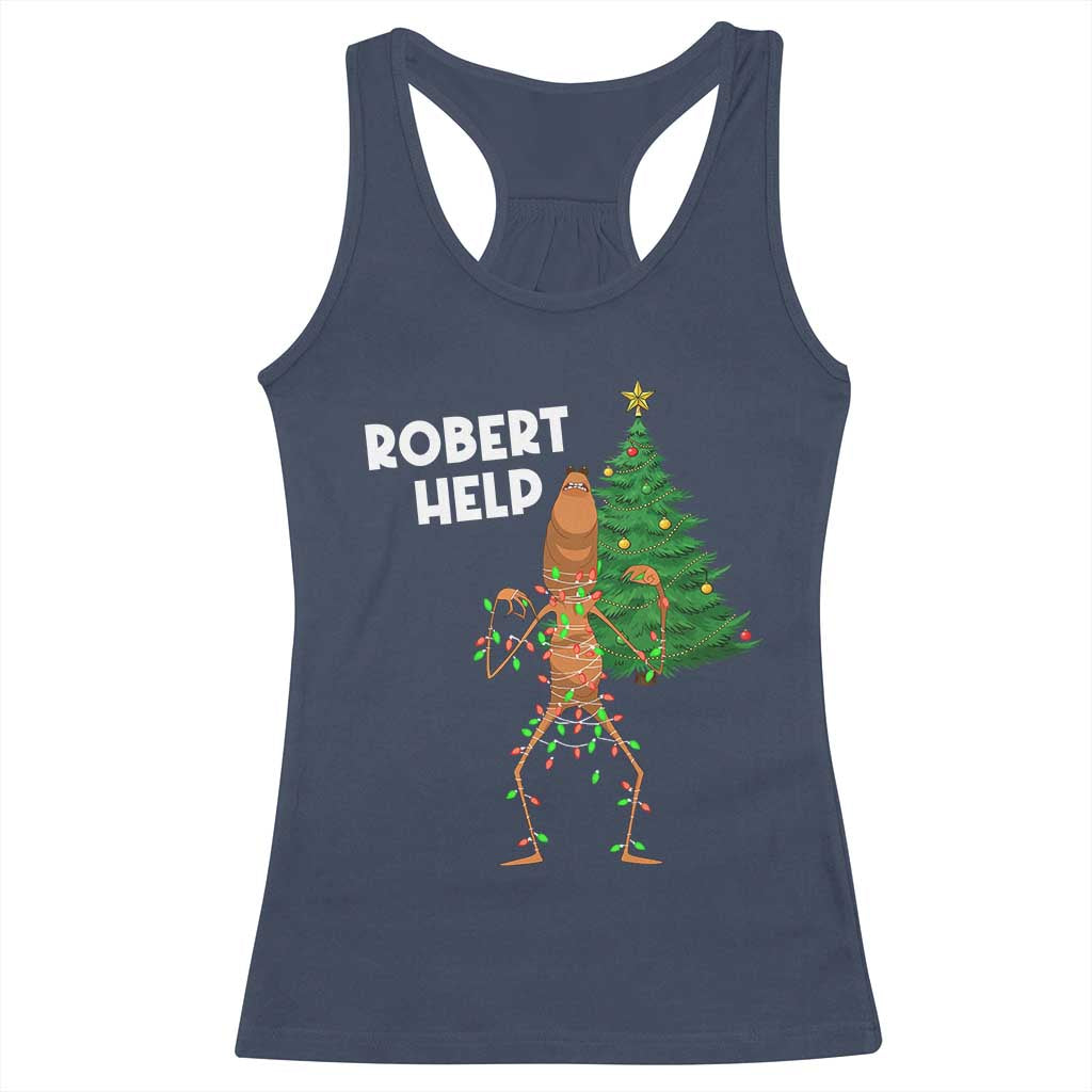 Funny Marcus The Worm Christmas Racerback Tank Top Robert Help Xmas Tree TS11 Navy Print Your Wear