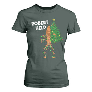 Funny Marcus The Worm Christmas T Shirt For Women Robert Help Xmas Tree TS11 Dark Forest Green Print Your Wear