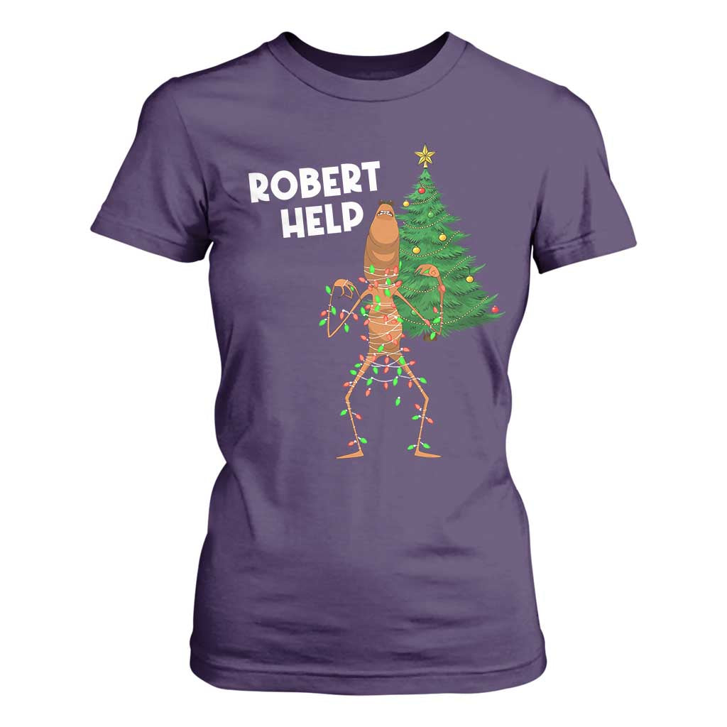 Funny Marcus The Worm Christmas T Shirt For Women Robert Help Xmas Tree TS11 Purple Print Your Wear