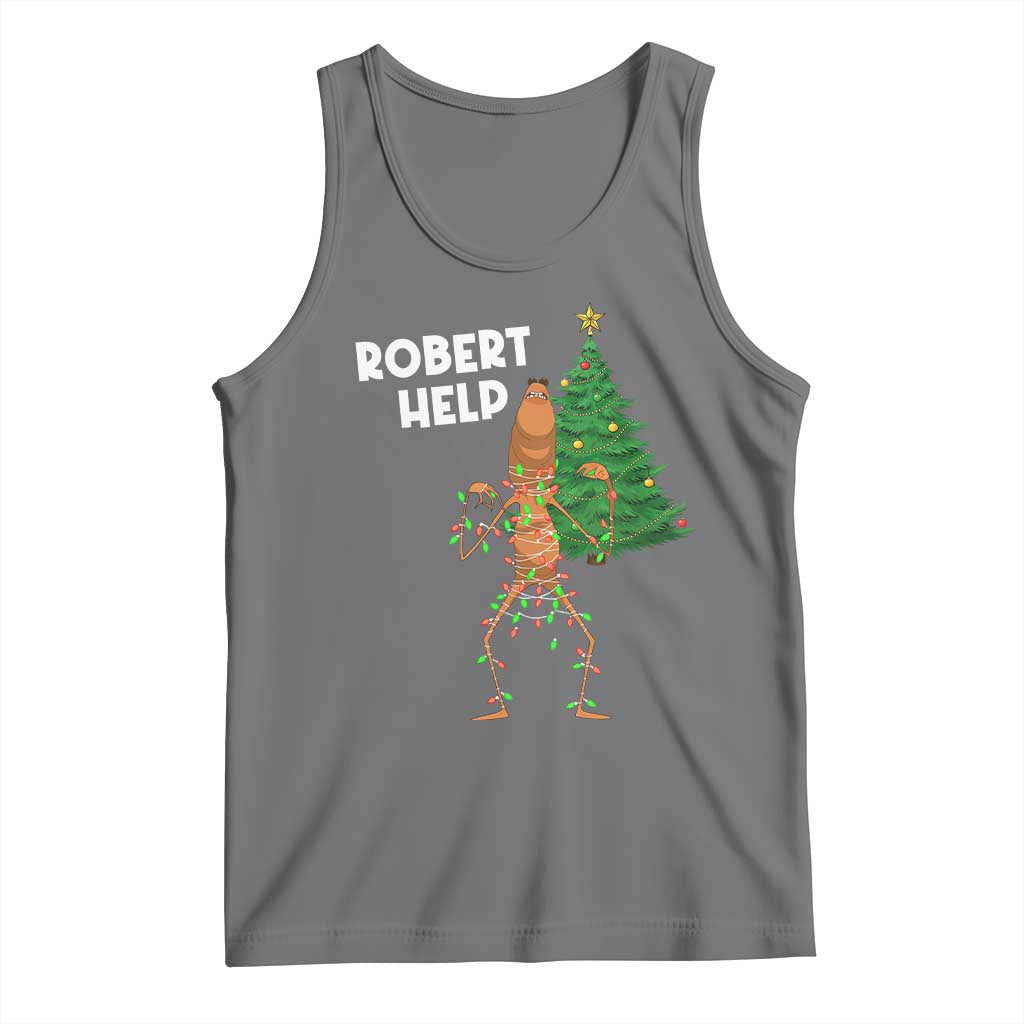 Funny Marcus The Worm Christmas Tank Top Robert Help Xmas Tree TS11 Black Heather Print Your Wear