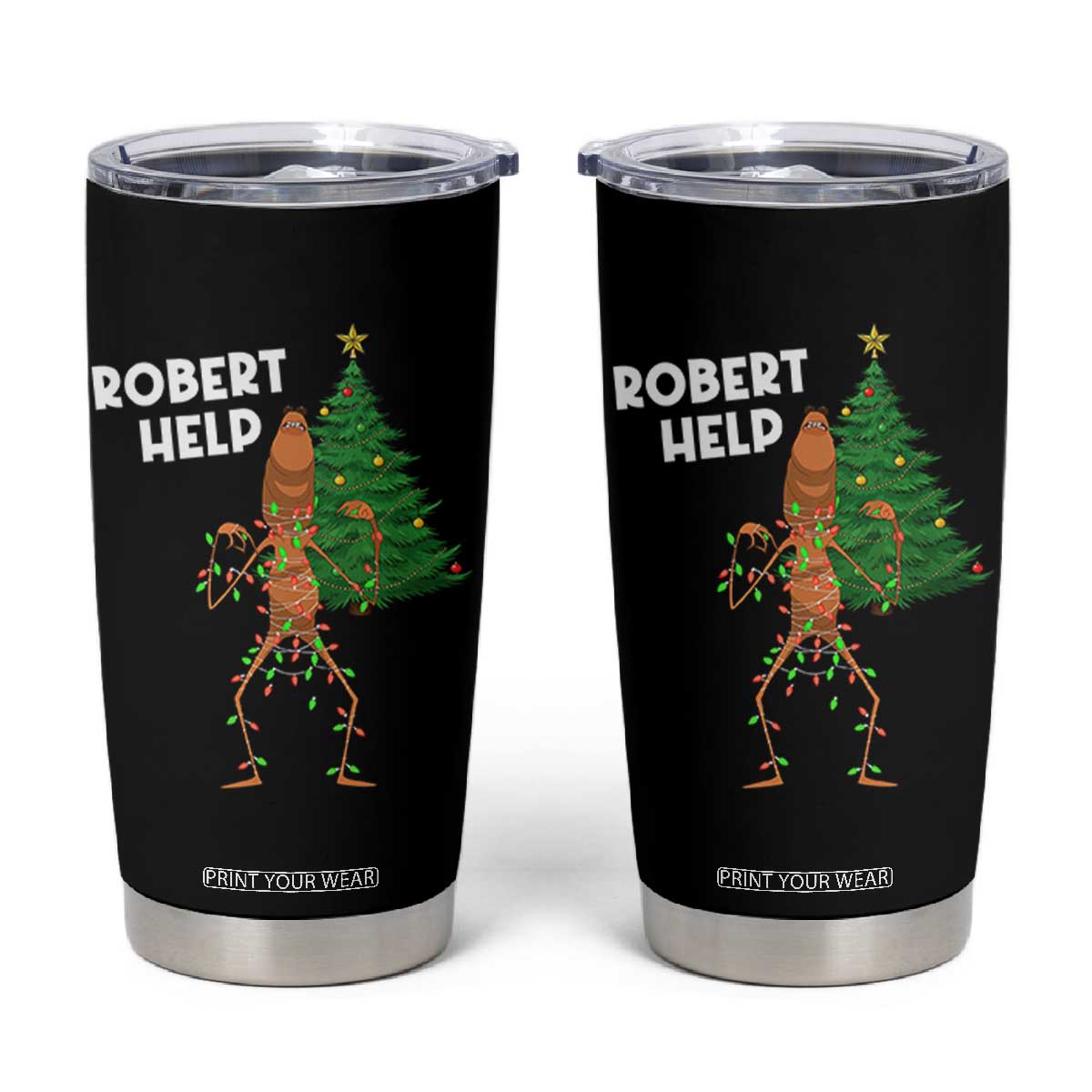 Funny Marcus The Worm Christmas Tumbler Cup Robert Help Xmas Tree TS11 Black Print Your Wear