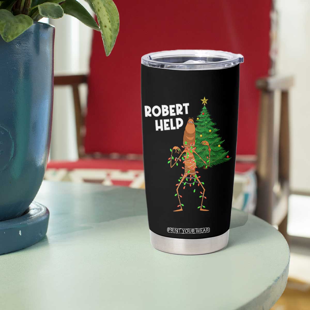 Funny Marcus The Worm Christmas Tumbler Cup Robert Help Xmas Tree TS11 Print Your Wear