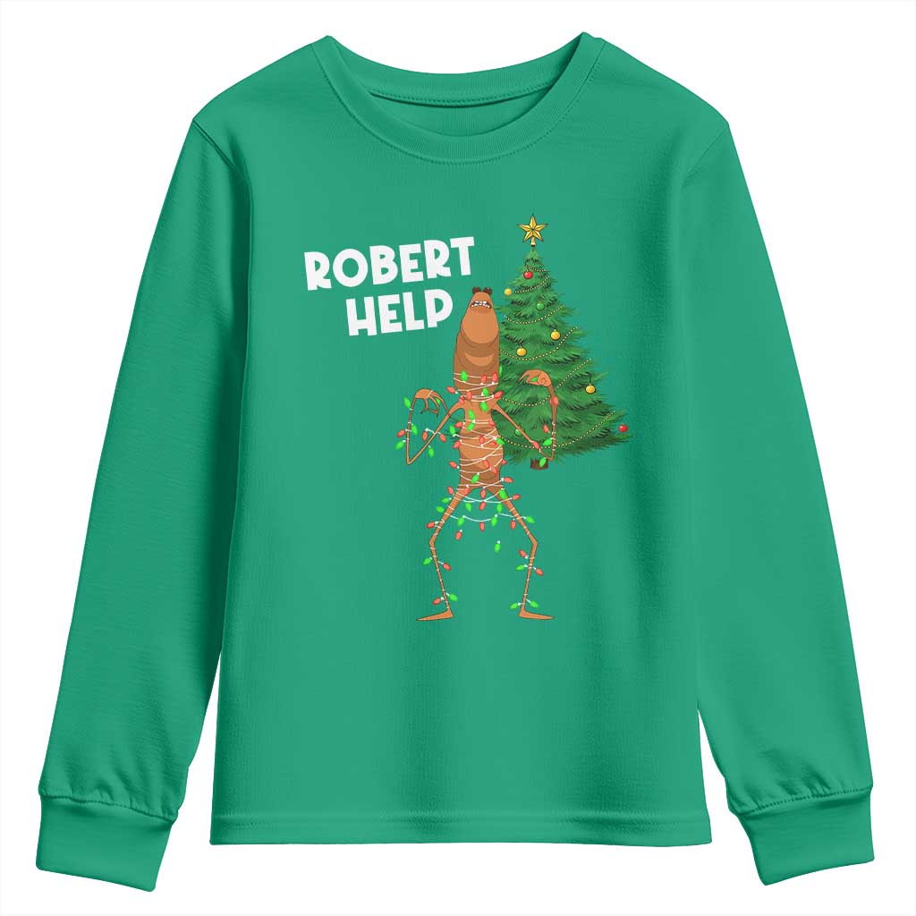 Funny Marcus The Worm Christmas Youth Sweatshirt Robert Help Xmas Tree TS11 Irish Green Print Your Wear