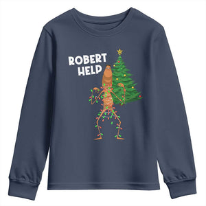 Funny Marcus The Worm Christmas Youth Sweatshirt Robert Help Xmas Tree TS11 Navy Print Your Wear