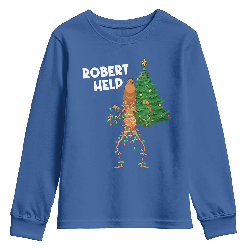 Funny Marcus The Worm Christmas Youth Sweatshirt Robert Help Xmas Tree TS11 Royal Blue Print Your Wear