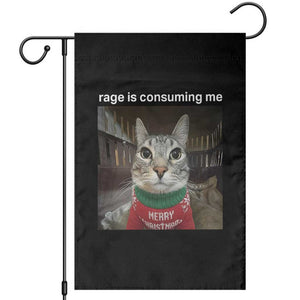 Rage Is Consuming Me Christmas Garden Flag Funny Silly Staring Cat Meme Xmas Ugly Sweater TS11 Black Print Your Wear