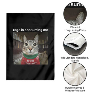 Rage Is Consuming Me Christmas Garden Flag Funny Silly Staring Cat Meme Xmas Ugly Sweater TS11 Print Your Wear