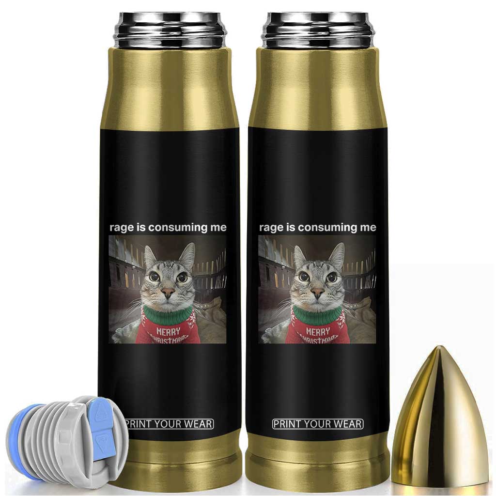 Rage Is Consuming Me Christmas Bullet Tumbler Funny Silly Staring Cat Meme Xmas Ugly Sweater TS11 Black Print Your Wear