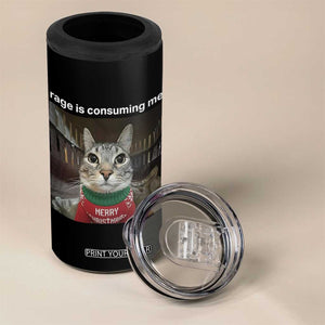 Rage Is Consuming Me Christmas 4 in 1 Can Cooler Tumbler Funny Silly Staring Cat Meme Xmas Ugly Sweater TS11 Print Your Wear