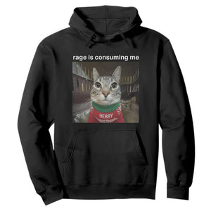Rage Is Consuming Me Christmas Hoodie Funny Silly Staring Cat Meme Xmas Ugly Sweater TS11 Black Print Your Wear