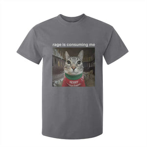 Rage Is Consuming Me Christmas T Shirt For Kid Funny Silly Staring Cat Meme Xmas Ugly Sweater TS11 Charcoal Print Your Wear