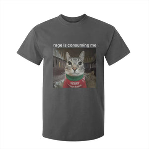 Rage Is Consuming Me Christmas T Shirt For Kid Funny Silly Staring Cat Meme Xmas Ugly Sweater TS11 Dark Heather Print Your Wear