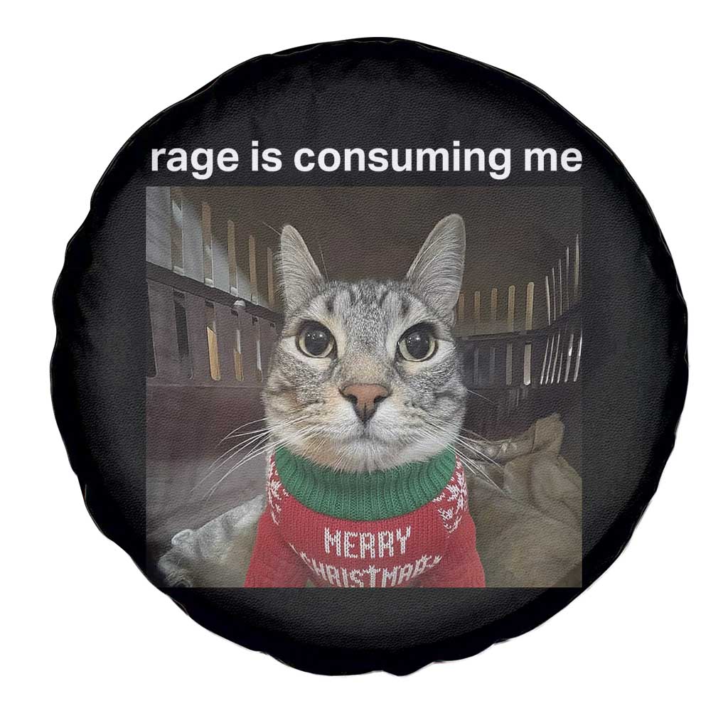 Rage Is Consuming Me Christmas Spare Tire Cover Funny Silly Staring Cat Meme Xmas Ugly Sweater TS11 Print Your Wear