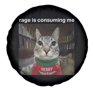 Rage Is Consuming Me Christmas Spare Tire Cover Funny Silly Staring Cat Meme Xmas Ugly Sweater TS11 Print Your Wear