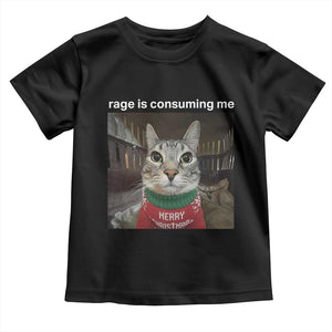 Rage Is Consuming Me Christmas Toddler T Shirt Funny Silly Staring Cat Meme Xmas Ugly Sweater TS11 Black Print Your Wear