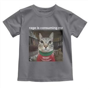 Rage Is Consuming Me Christmas Toddler T Shirt Funny Silly Staring Cat Meme Xmas Ugly Sweater TS11 Charcoal Print Your Wear