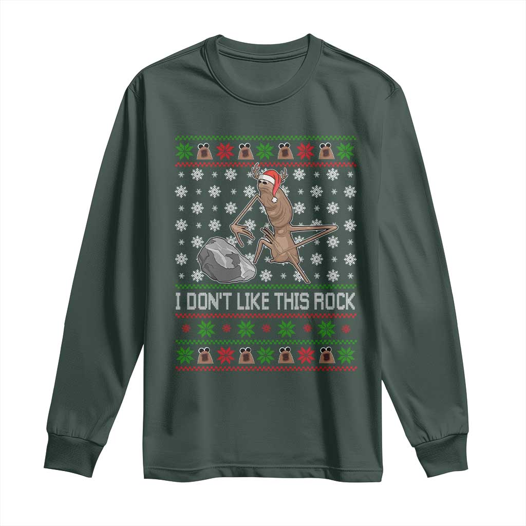 Funny Marcus The Worm Christmas Long Sleeve Shirt I Dont Like This Rock Xmas Holiday TS11 Dark Forest Green Print Your Wear