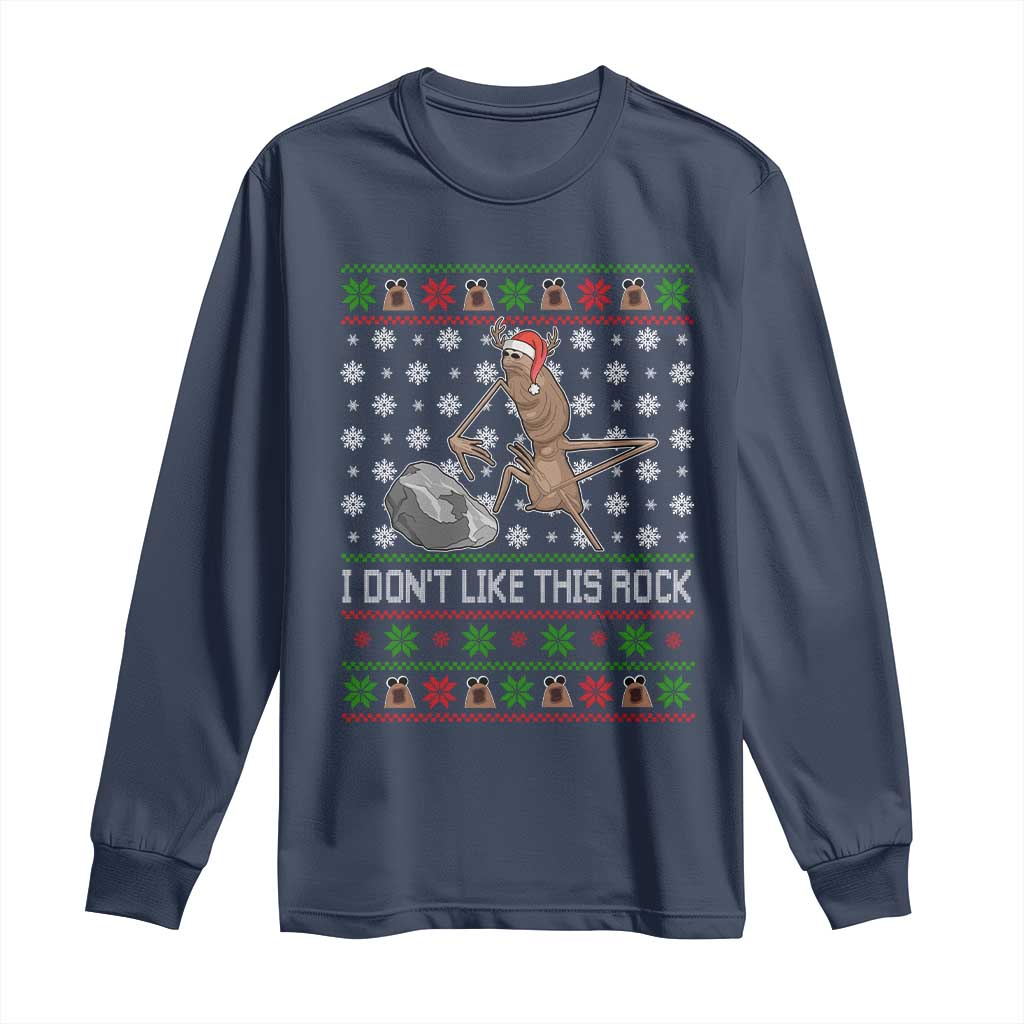 Funny Marcus The Worm Christmas Long Sleeve Shirt I Dont Like This Rock Xmas Holiday TS11 Navy Print Your Wear