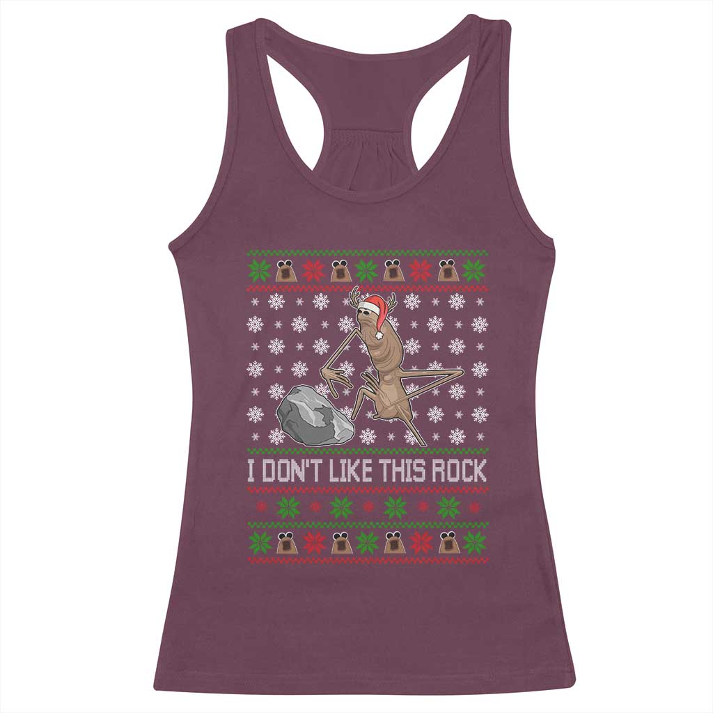 Funny Marcus The Worm Christmas Racerback Tank Top I Dont Like This Rock Xmas Holiday TS11 Maroon Print Your Wear