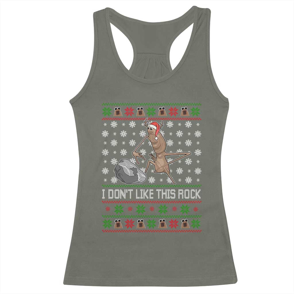 Funny Marcus The Worm Christmas Racerback Tank Top I Dont Like This Rock Xmas Holiday TS11 Military Green Print Your Wear