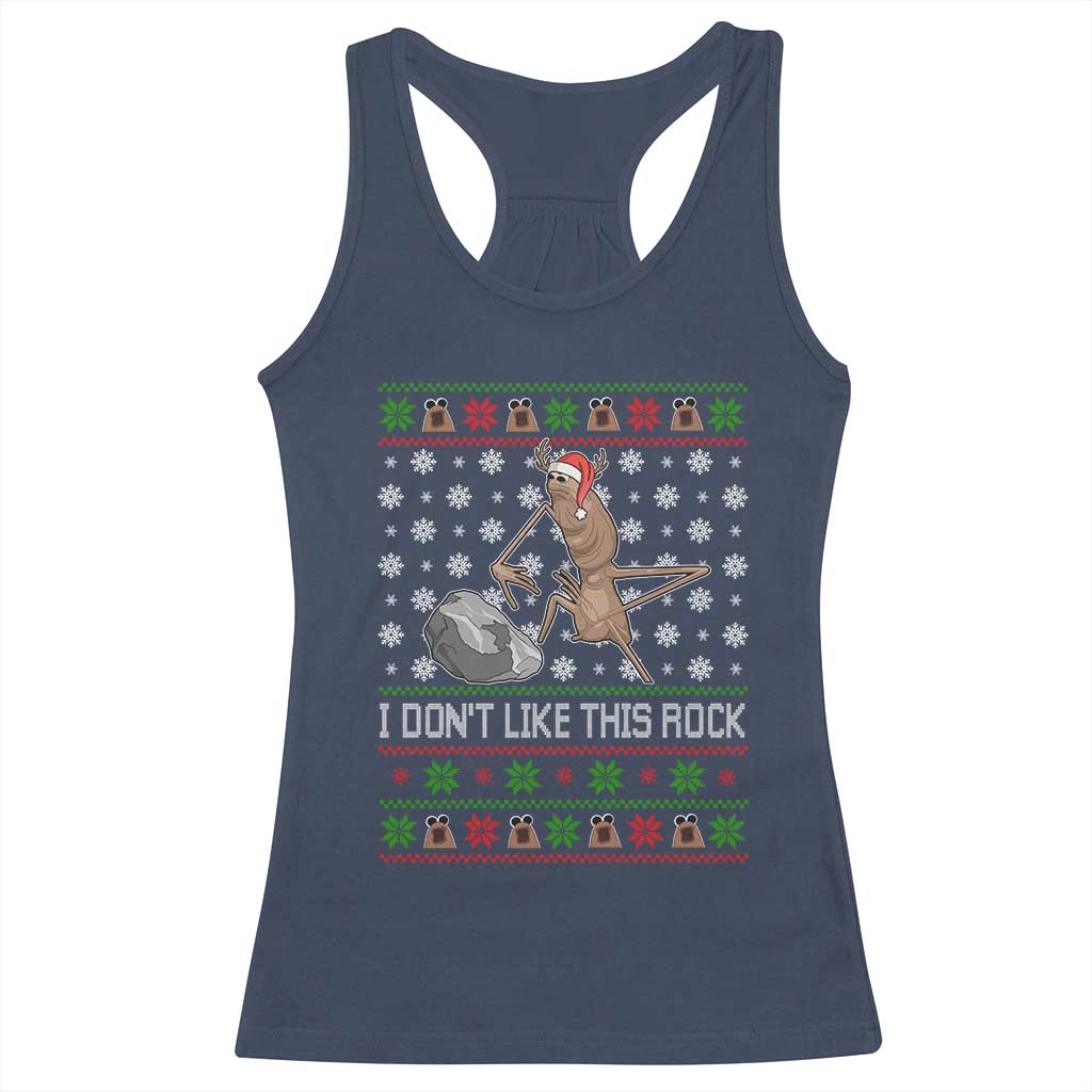 Funny Marcus The Worm Christmas Racerback Tank Top I Dont Like This Rock Xmas Holiday TS11 Navy Print Your Wear