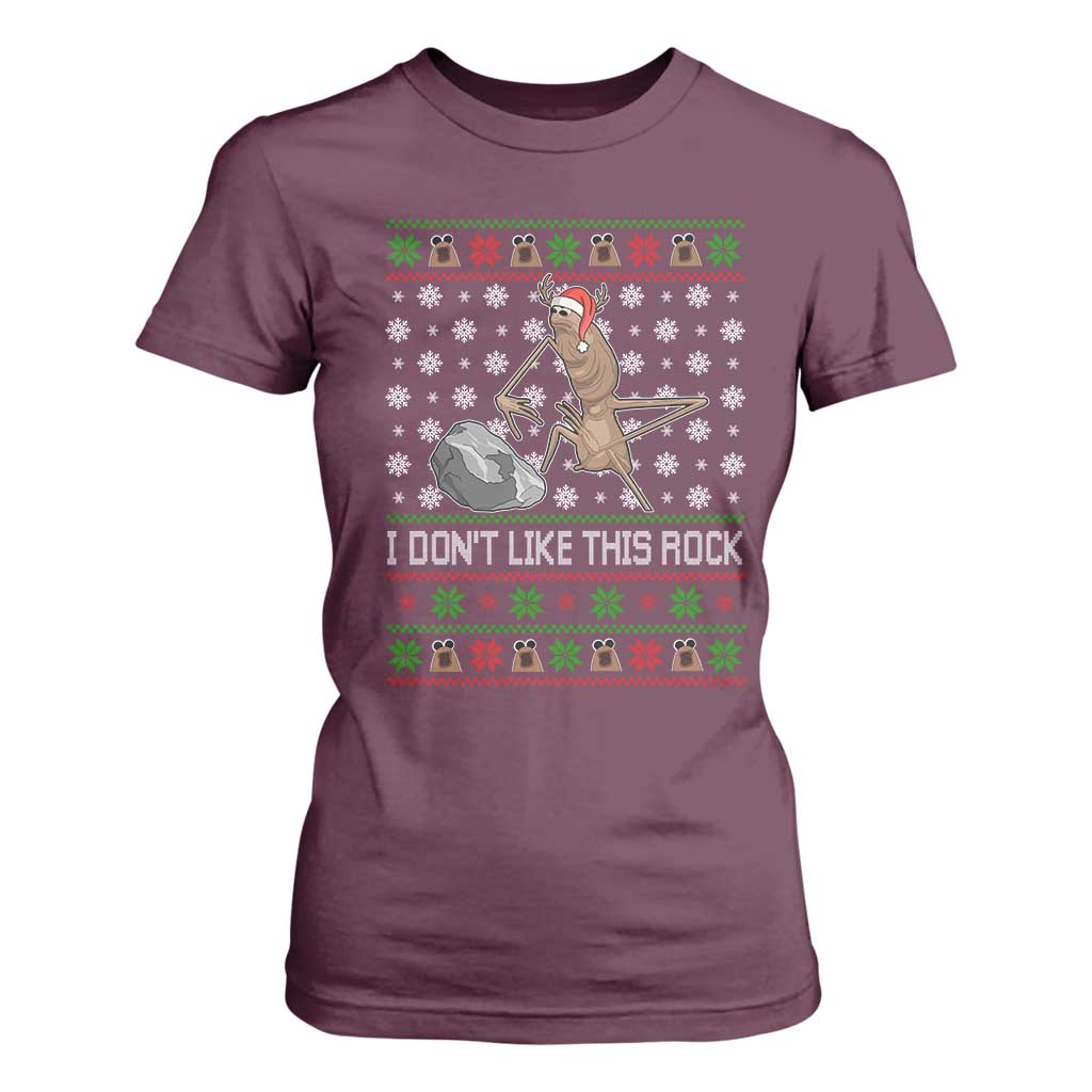 Funny Marcus The Worm Christmas T Shirt For Women I Dont Like This Rock Xmas Holiday TS11 Maroon Print Your Wear