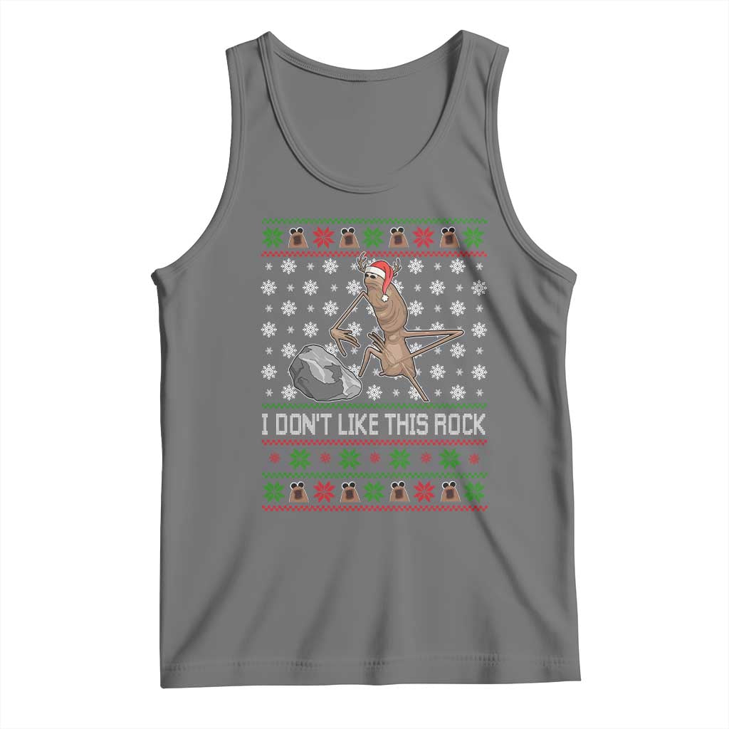 Funny Marcus The Worm Christmas Tank Top I Dont Like This Rock Xmas Holiday TS11 Black Heather Print Your Wear