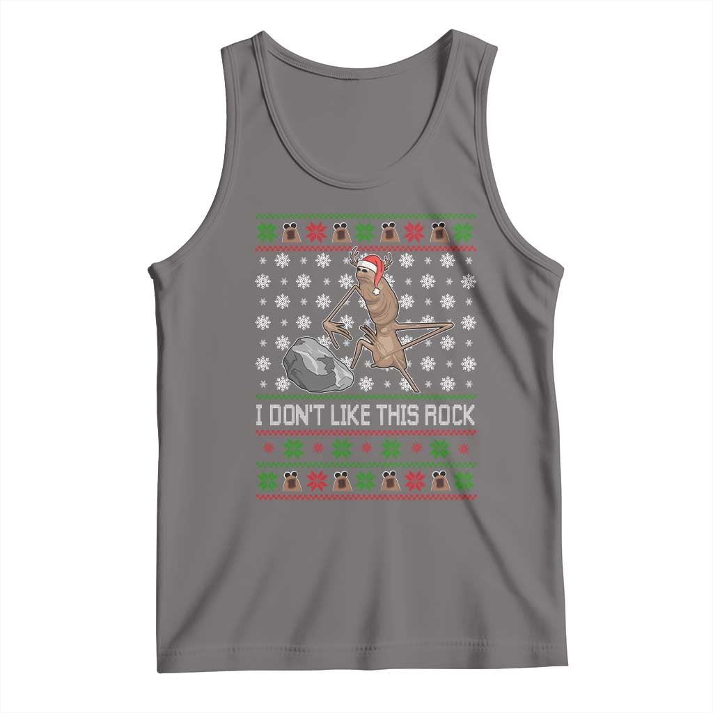 Funny Marcus The Worm Christmas Tank Top I Dont Like This Rock Xmas Holiday TS11 Deep Heather Print Your Wear