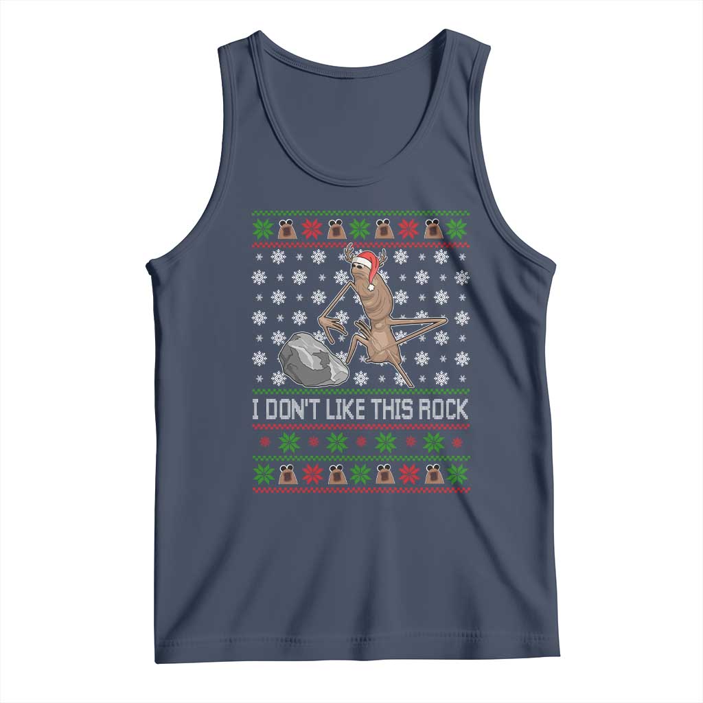 Funny Marcus The Worm Christmas Tank Top I Dont Like This Rock Xmas Holiday TS11 Navy Print Your Wear