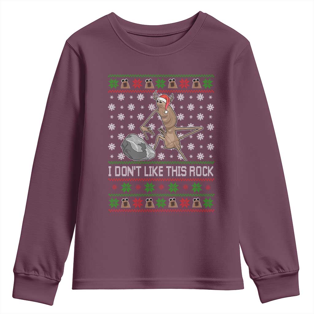 Funny Marcus The Worm Christmas Youth Sweatshirt I Dont Like This Rock Xmas Holiday TS11 Maroon Print Your Wear