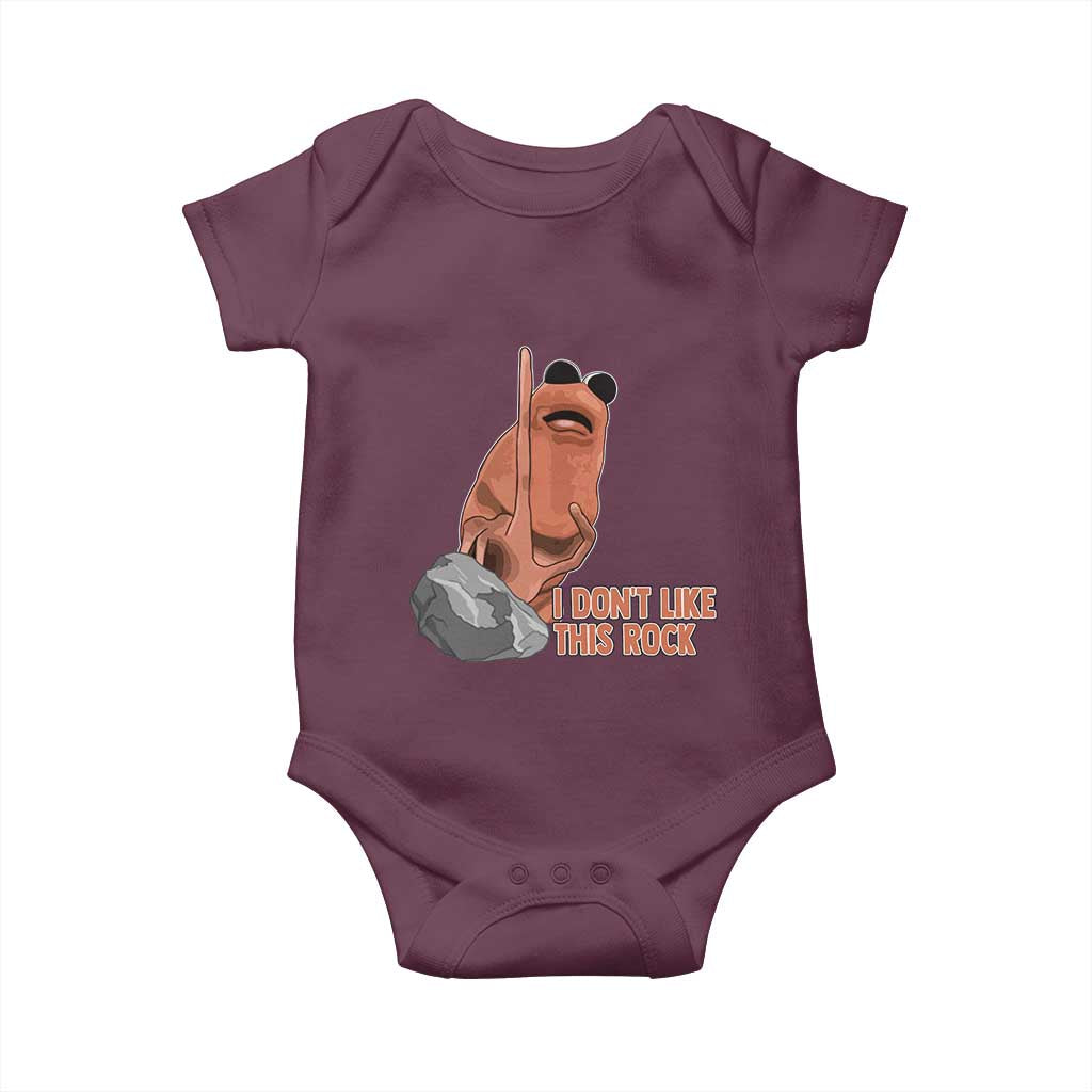 Funny Marcus The Worm Baby Onesie I Dont Like This Rock Meme TS11 Maroon Print Your Wear