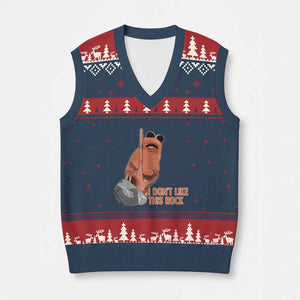 Funny Marcus The Worm V-Neck Knit Sweater Vest I Dont Like This Rock Meme TS11 Navy Red Print Your Wear
