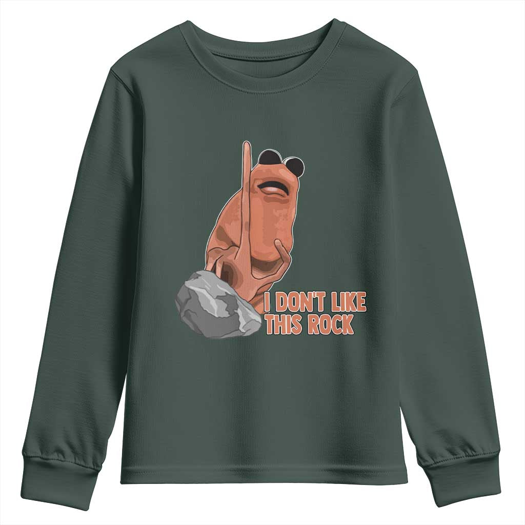Funny Marcus The Worm Youth Sweatshirt I Dont Like This Rock Meme TS11 Dark Forest Green Print Your Wear