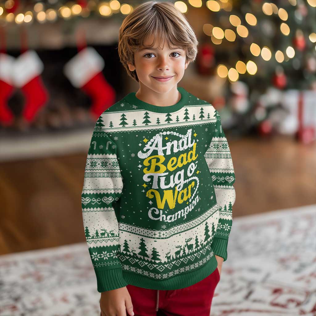 Funny Anal Bead Tug O War Ugly Christmas Sweater Inappropriate Adult Humor Weird Cringe TS11 Forest Green Beige Print Your Wear