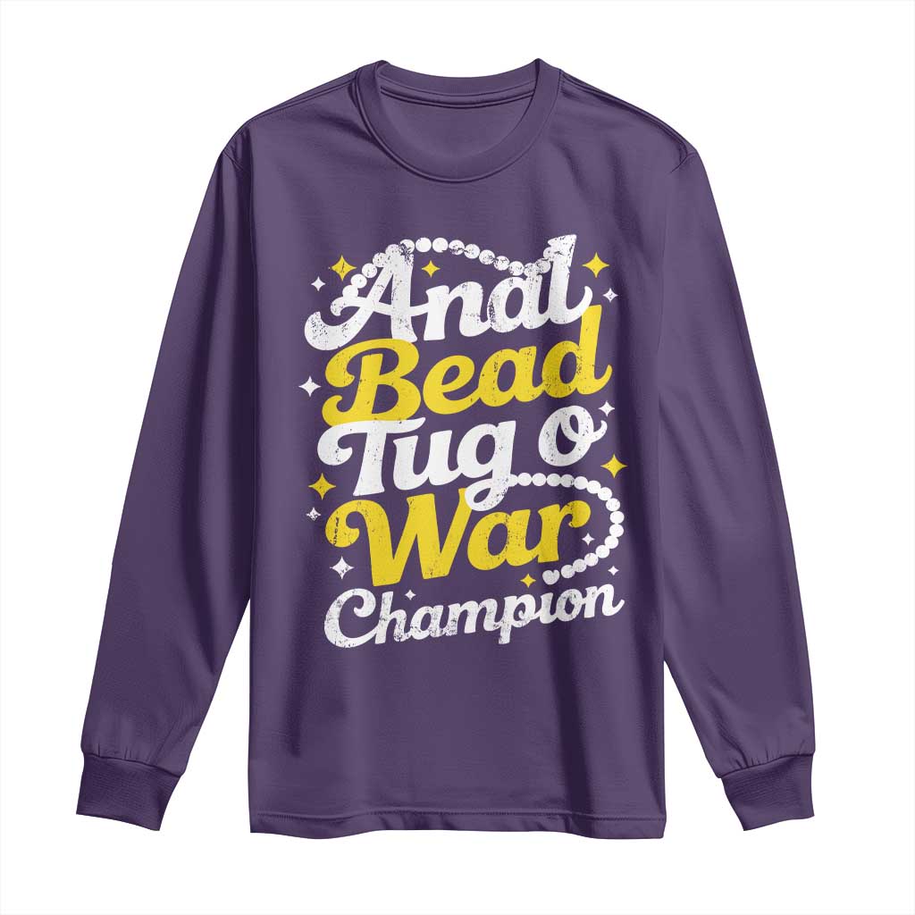 Funny Anal Bead Tug O War Long Sleeve Shirt Inappropriate Adult Humor Weird Cringe TS11 Purple Print Your Wear