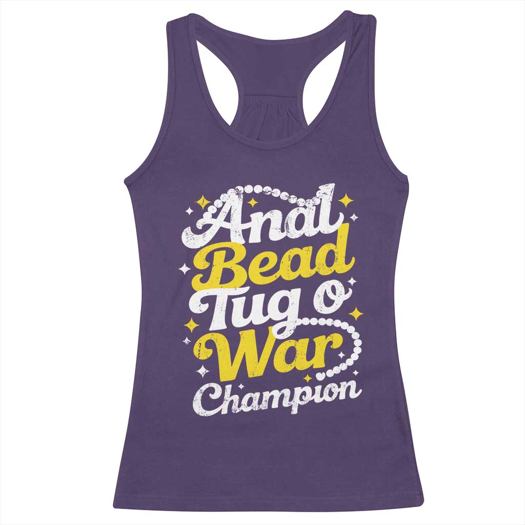 Funny Anal Bead Tug O War Racerback Tank Top Inappropriate Adult Humor Weird Cringe TS11 Purple Print Your Wear