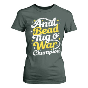 Funny Anal Bead Tug O War T Shirt For Women Inappropriate Adult Humor Weird Cringe TS11 Dark Forest Green Print Your Wear