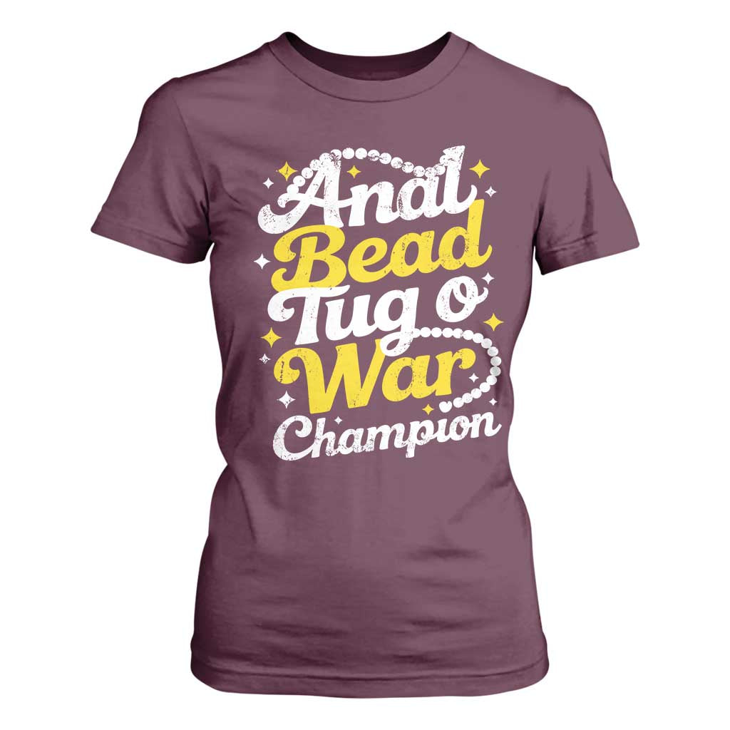 Funny Anal Bead Tug O War T Shirt For Women Inappropriate Adult Humor Weird Cringe TS11 Maroon Print Your Wear