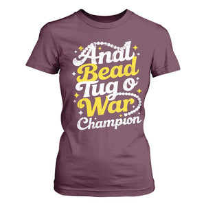 Funny Anal Bead Tug O War T Shirt For Women Inappropriate Adult Humor Weird Cringe TS11 Maroon Print Your Wear