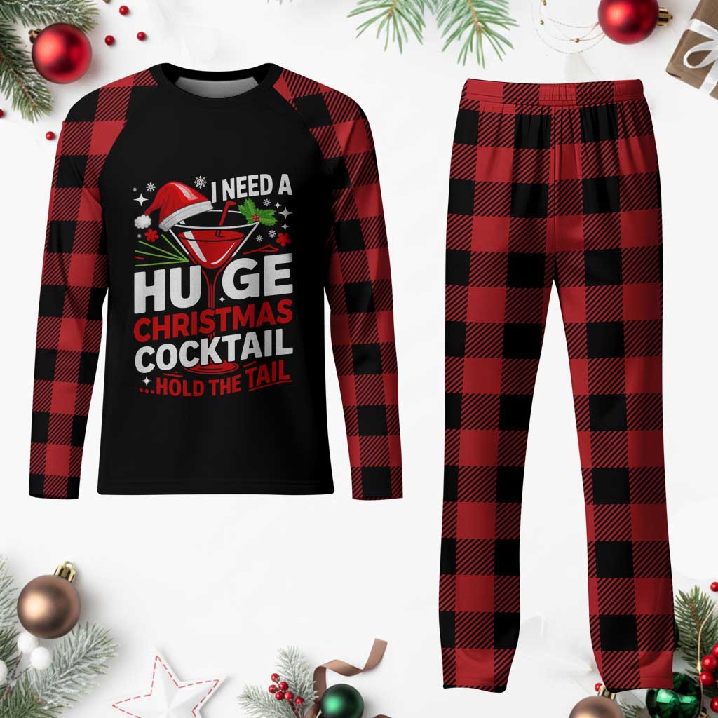 I Need A Huge Christmas Cocktail Hold The Tail Plaid Pajama Set Funny Adult Humor Party Drinking TS11 Buffalo Plaid Print Your Wear