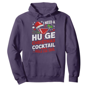 I Need A Huge Christmas Cocktail Hold The Tail Hoodie Funny Adult Humor Party Drinking TS11 Purple Print Your Wear