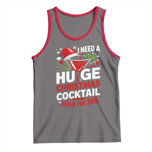 I Need A Huge Christmas Cocktail Hold The Tail Tank Top Funny Adult Humor Party Drinking TS11 Deep Heather Red Print Your Wear